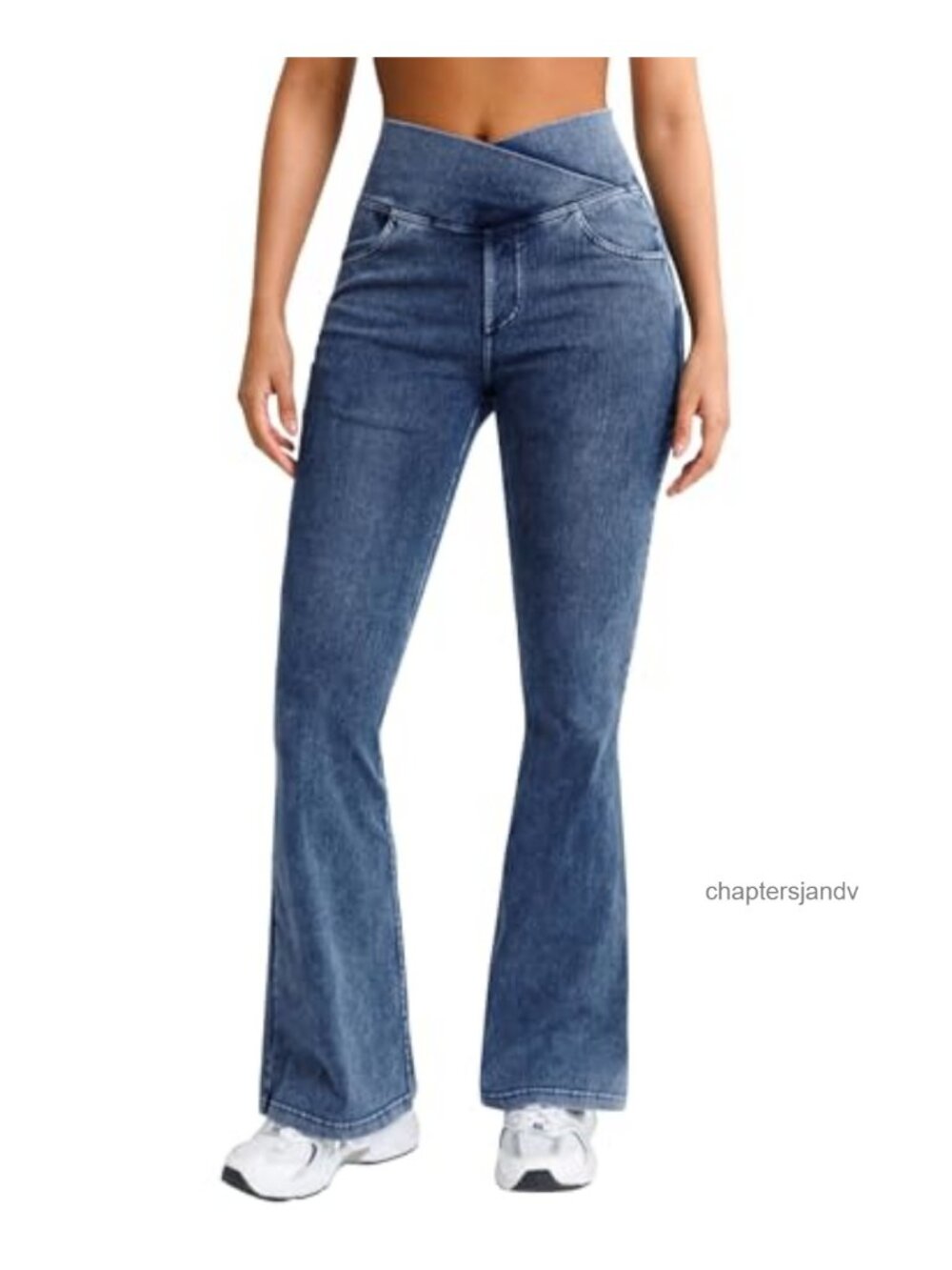 Stretchy Bell Bottom Flare Jeans for Women High Rise Pull On Jeggings 4 Pockets